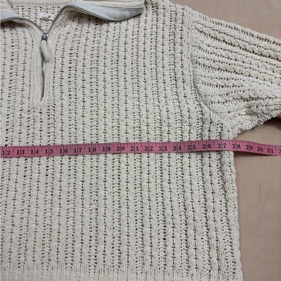Aerie Women’s Cream Chunky Cable Knit Quarter Zip Size XL - Picture 4 of 6